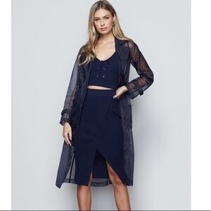 Good American Navy Off Site Front Slit Ribbed Knit Skirt